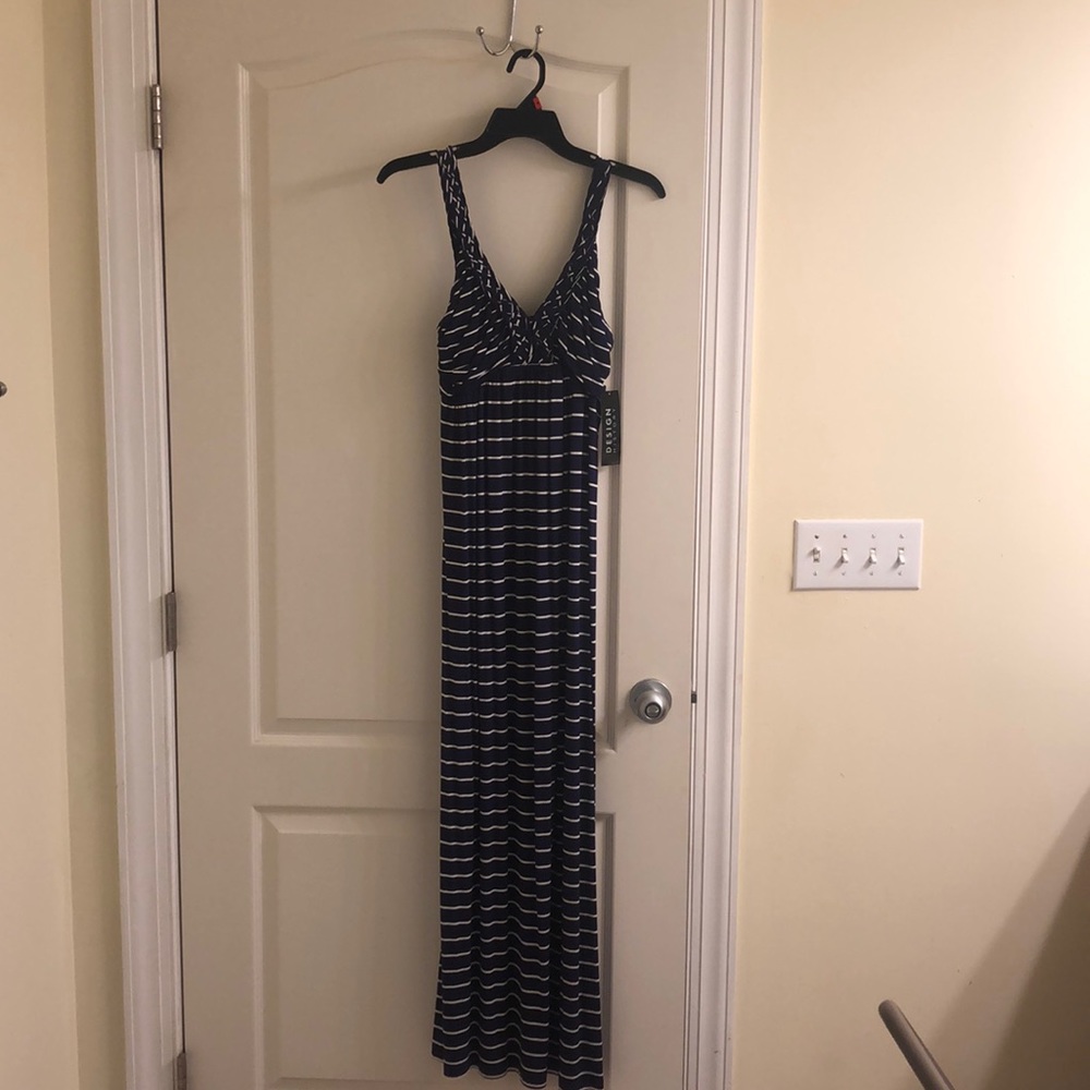 Blue and white stripe dress